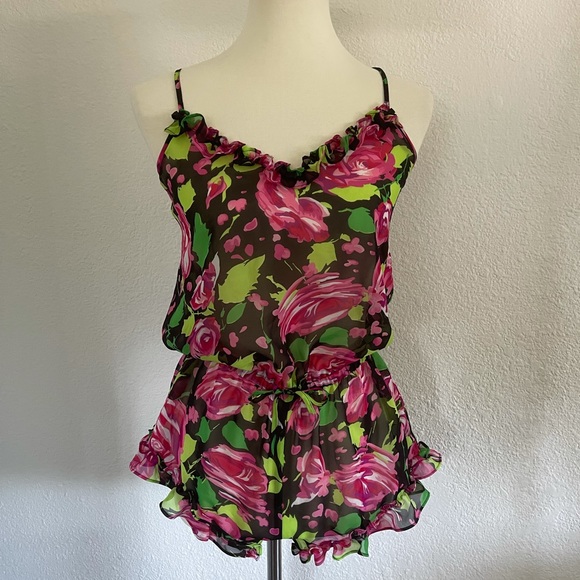Betsey Johnson, floral, intimates romper - Picture 1 of 7